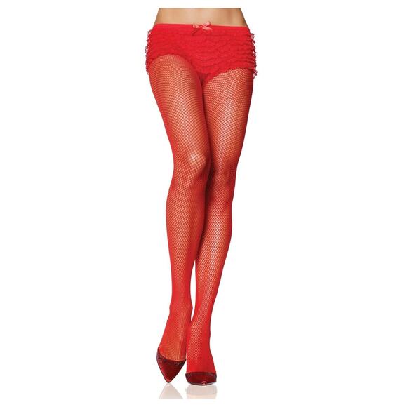 Leg Avenue 9013 Red Women's Pantyhose Spandex Fishnet One Size Regular NEW - Picture 1 of 3